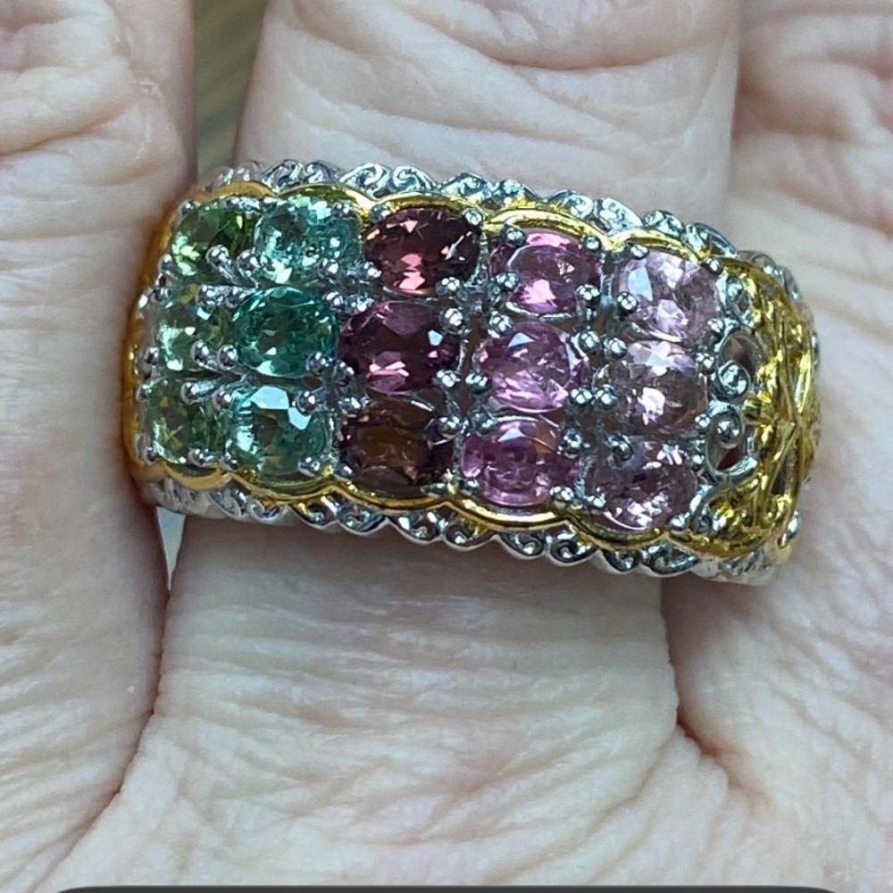 Multi-Color Tourmaline Gemstone Ring